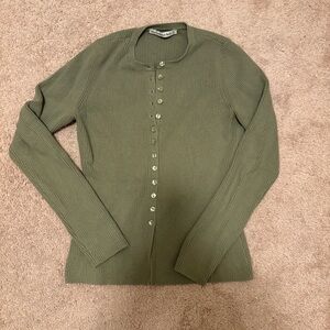 Abercrombie & Fitch Olive Ribbed Cardigan